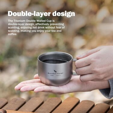 iBasingo чашка для еспресо Titan 200мл, подвійні стінки, нержавіюча сталь, для лате, капучино, какао, чай, подорожі, кемпінг, ультралегка, міцна