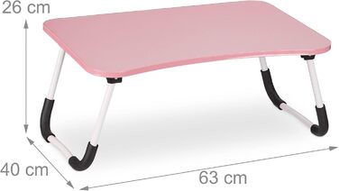 Столик для ноутбука Relaxdays на ліжко/диван, рожевий, 26 x 63 x 40 см, з регульованою висотою