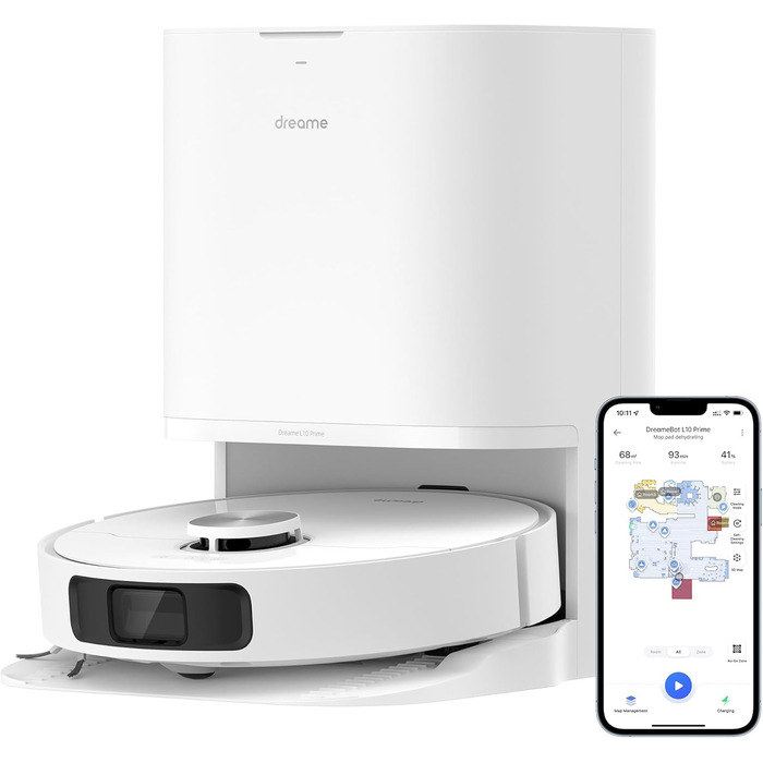 Робот-пилосос Dreame L10 Prime з автомийкою для мопів, LDS-навігацією, 4000Pa потужністю всмоктування, 3D-картуванням та WiFi/APP управління