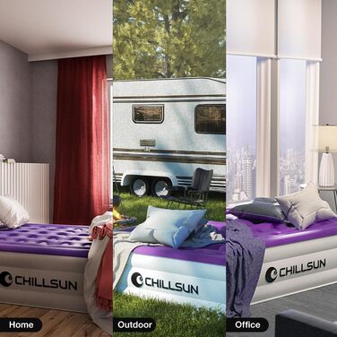 Надувний матрац ChillSun для 1 особи з вбудованим насосом 190x100x40 см, самонадувний, для дому, гостей, кемпінгу (190x100 см)