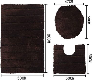 Комплект килимків для ванної кімнати Jianyana: 3 шт. (мікрофібра, антиковзаючі, м'які, з малюнком смужок кави)