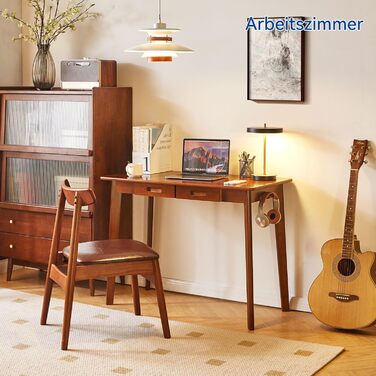 Дерев'яний письмовий стіл з шухлядою та вішалкою, 100x50x75 см, YD-WD01N, Рустикальний коричневий