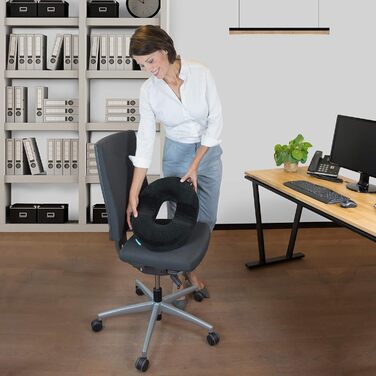 Ортопедична подушка для сидіння bonmedico з охолоджуючим гелем для офісного крісла, авто та інвалідного візка, проти гемороїду та болю в куприку, чорна