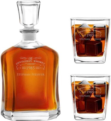 Мавертон Віскі Карафа + Набір склянок для віскі (2/4/6 шт.) з гравіюванням - 700 мл - Ідеальний подарунок для чоловіків, джентльменів