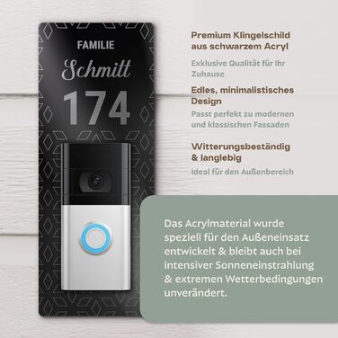 Персоналізоване дзвоник для Ring Doorbell 2, 3, 4 – акрилове табличко з іменем для поштової скриньки – табличка на двері з гравіюванням – прямокутна табличка для поштової скриньки