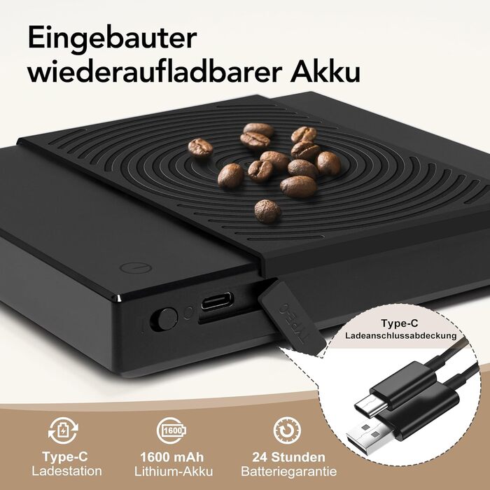 Ваги для кави TIMEMORE Basic 2 з таймером, контролем протікання та точністю 0,1г, чорного кольору