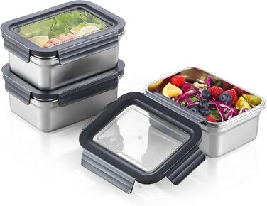 Набори контейнерів для їжі Misichao з нержавіючої сталі, герметичні, з кришкою, 1100 мл (3 шт.)