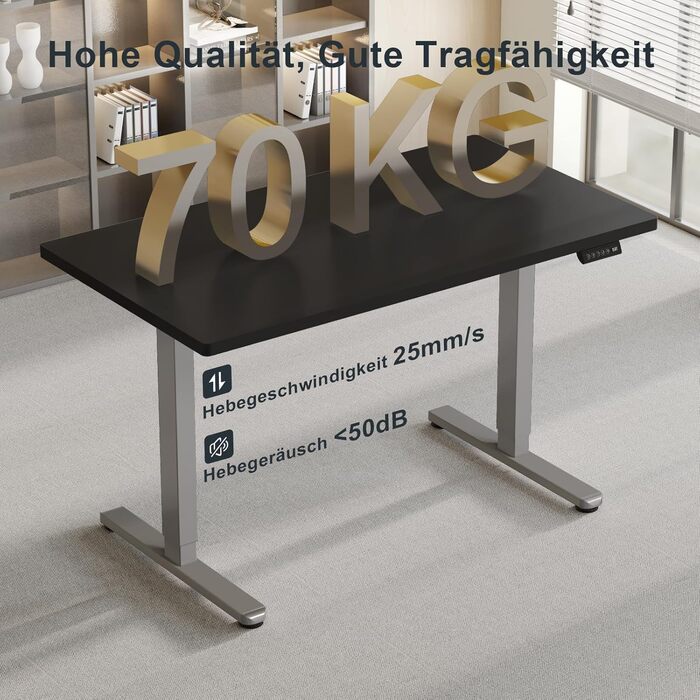 Електричний регульований стіл Flamaker: телескопічна стійка, пам'ять, сірий колір