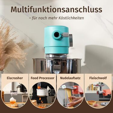 Кухонна машина 5л для замішування тіста: хліб, піца, з таймером, 8 швидкостей, нержавіюча чаша, гак, вінчик, міксер (блакитна)