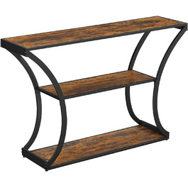 Консольний стіл VASAGLE, вхідний столик, вигнуті ніжки, розширена стільниця, для вітальні, передпокою, спальні, індустріальний стиль, сільський коричневий і чорний LNT089B01