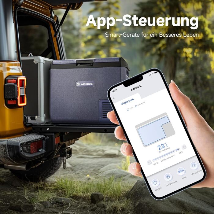 Автомобільний компресорний холодильник AAOBOSI 60л: IPX4, -20°C/+20°C, 12/230V для авто, кемпінгу, подорожей