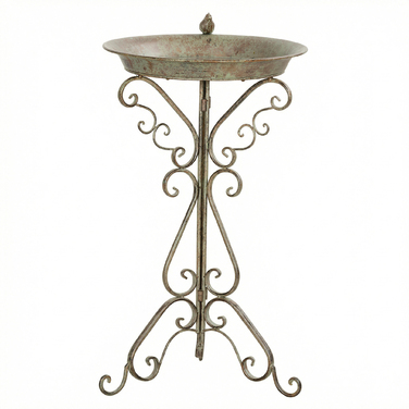 Вінтажна годівниця для птахів Vogelbad з фігуркою птаха та декоративною підставкою, зелена