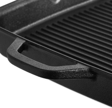 Гриль-сковорода Burnhard Gusseisen, квадратна 30 см, з попереднім прожарюванням, для стейків, сумісна з газовими грилями, духовкою, вогняною чашею та всіма типами плит (включаючи індукційну), чавунна сковорода-гриль 30 см