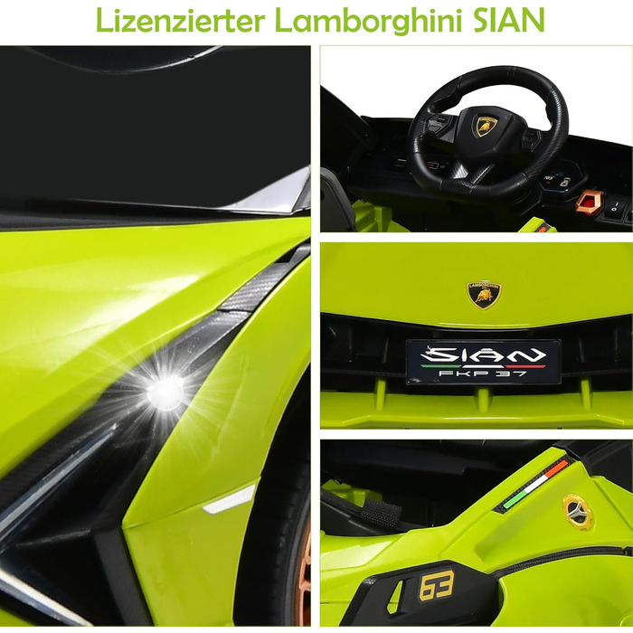 Дитячий електромобіль Lamborghini 12V з пультом, MP3, LED-фарами, зелений, для дітей 3-8 років