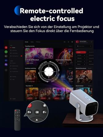 SOOMFON Mini Beamer 1080P: Портативний проєктор з Bluetooth, автотрапецеїдною корекцією та електричним фокусом. Сумісний з iPhone, Tablet, Laptop, TV Stick, HDMI, USB