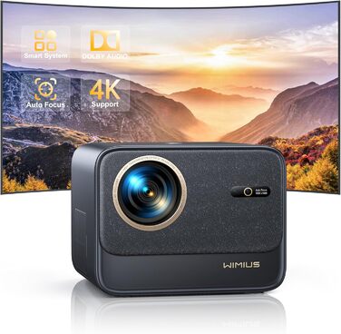 Beamer 4K з автофокусом та корекцією трапеції: проєктор для домашнього кінотеатру та перегляду з телефону (1080p, WiFi6, Bluetooth, Dolby Audio)