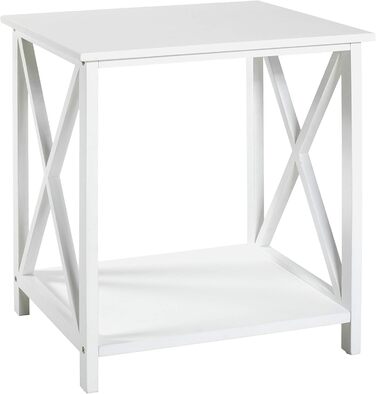 Меблевий журнальний столик, МДФ, білий, Ш 30 x Г 30 x В 50 см (40 x 40 x 45 см)
