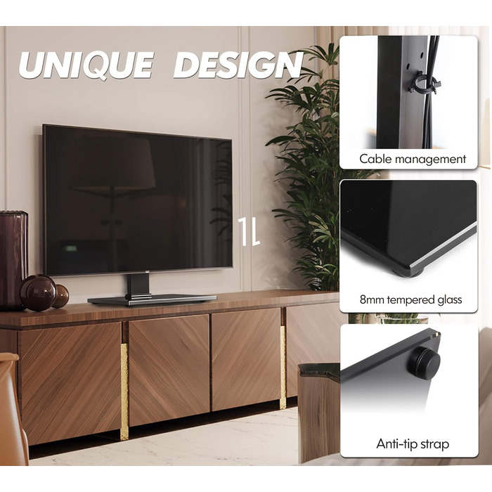 Підставка для телевізора FITUEYES, поворотна, для 19-42'' LCD/LED/OLED/Plasma, плоских і вигнутих, до 45 кг, регулювання висоти, VESA 200x200