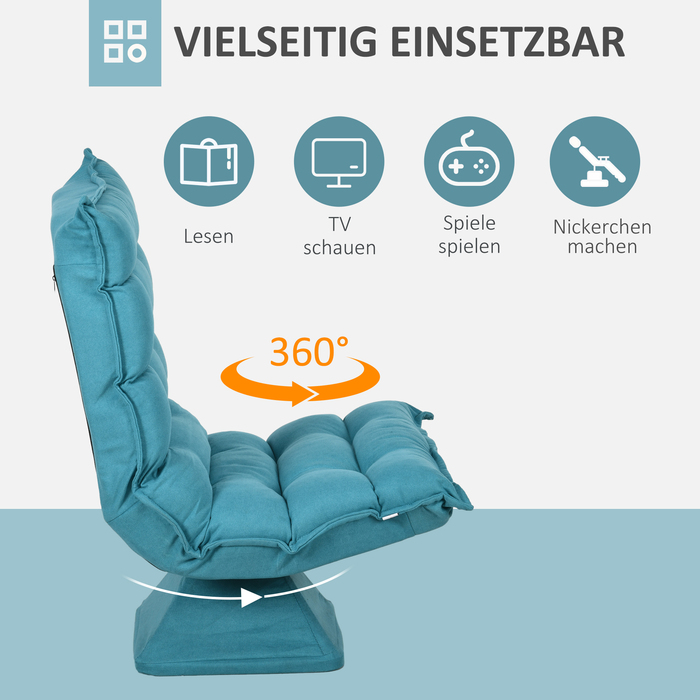 Крісло-релакс, крісло для читання, поворотне, з оксамитовою текстурою, розміри 62 x 70 x 95 см, блакитне