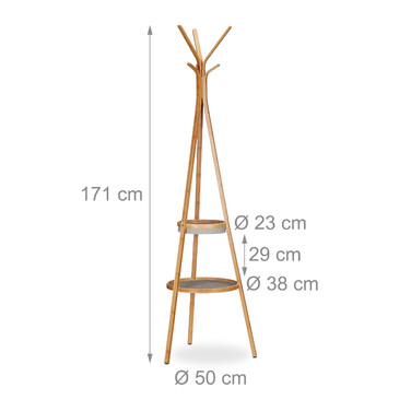 Бамбукова вішалка для одягу Relaxdays з полицями