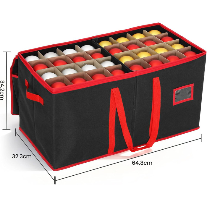 Коробка для зберігання прикрас на ялинку SALCAR з 128 відділеннями, чорна