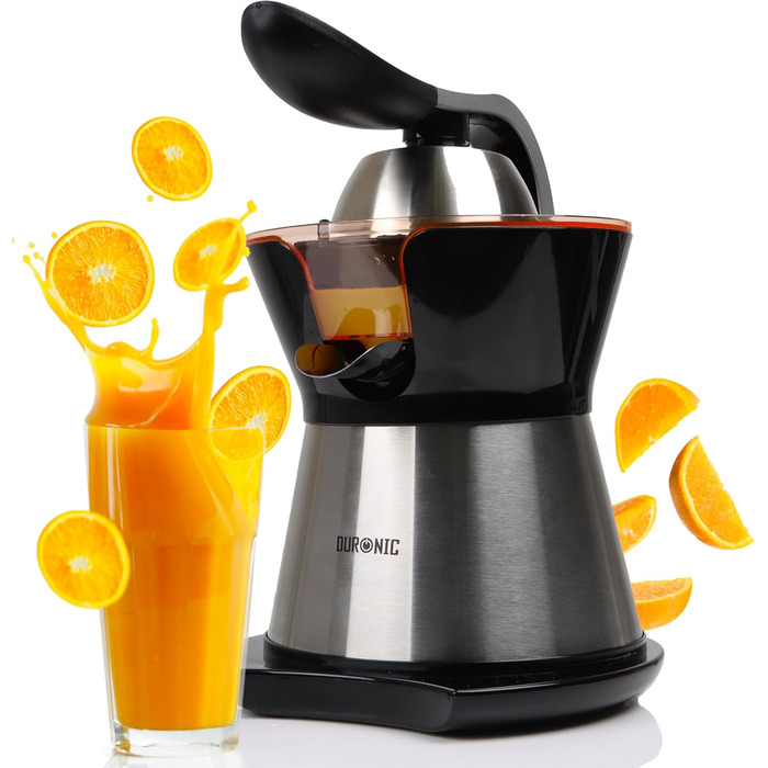 Електрична соковитискачка Duronic Saftpresse 600W - соковитискачка для цитрусових з нержавіючої сталі, 400мл, 2 конуси