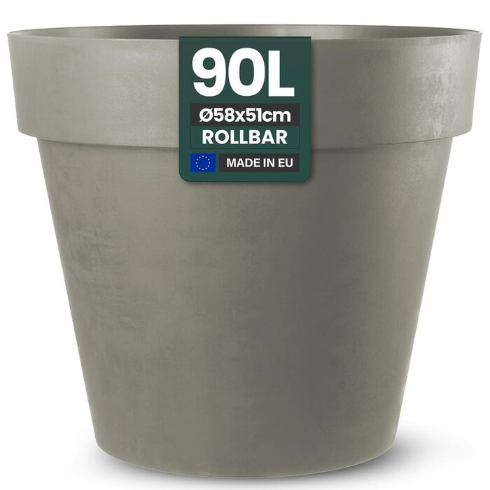 Крехер XXL круглий горщик для рослин / горщик для квітів, діаметр 58 см, на колесах. Ідеально підходить для саду, тераси, ресторанів та комерційних приміщень!