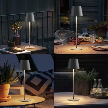 Набір з 2 LED-лампах настільних бездротових, акумуляторні USB-C, диммування, сенсорне керування, для вулиці, для ресторану, кемпінгу, бару, тераси (чорний)