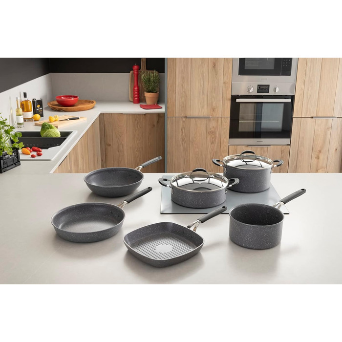 Сковорода Lagostina Tempra Mineral з антипригарним покриттям, діаметр 28 см, ручки з силікону, ефект каменю, для всіх типів плит