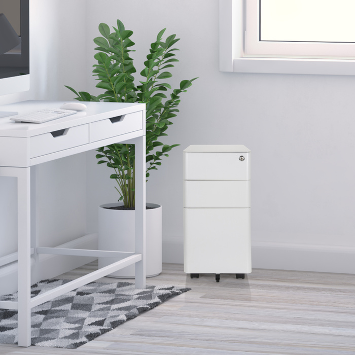 Контейнер на колесах COLOR I, метал білий (hjh OFFICE)