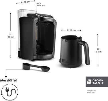 Карача Hatır Aqua: Автоматична турка для приготування кави, чорна