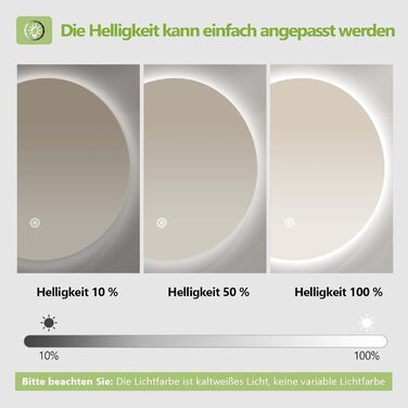 Круглий LED-дзеркало для ванної кімнати S'AFIELINA 60см з підсвічуванням та сенсорним вимикачем, регулювання кольору світла (тепле, нейтральне, холодне), диммування