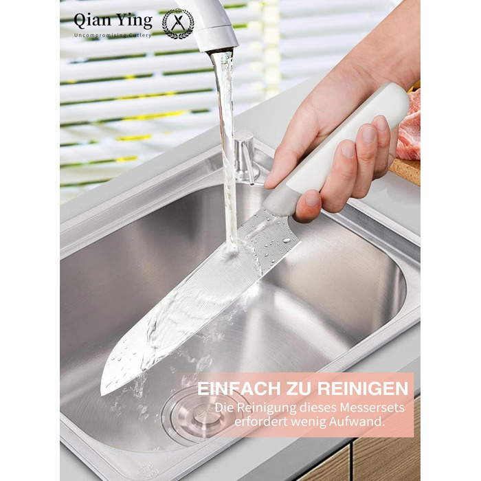 Набір кухонних ножів 14 предметів з бруском: кухонний набір, ніж для приготування їжі, подарунок для мами, білий