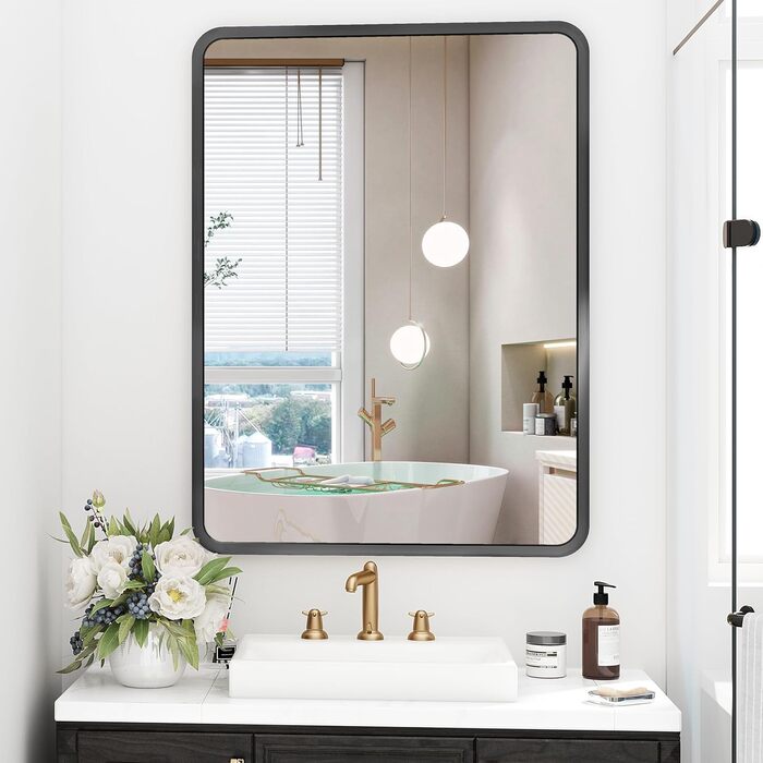 Дзеркало на стіну 60x90 см, чорне - для ванної кімнати, вітальні, спальні, прихожої