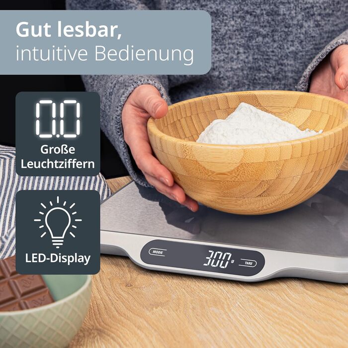 Кухонні ваги ADE з великою платформою 26x31 см, до 15 кг | Ідеально для випічки, пакування та м'яса