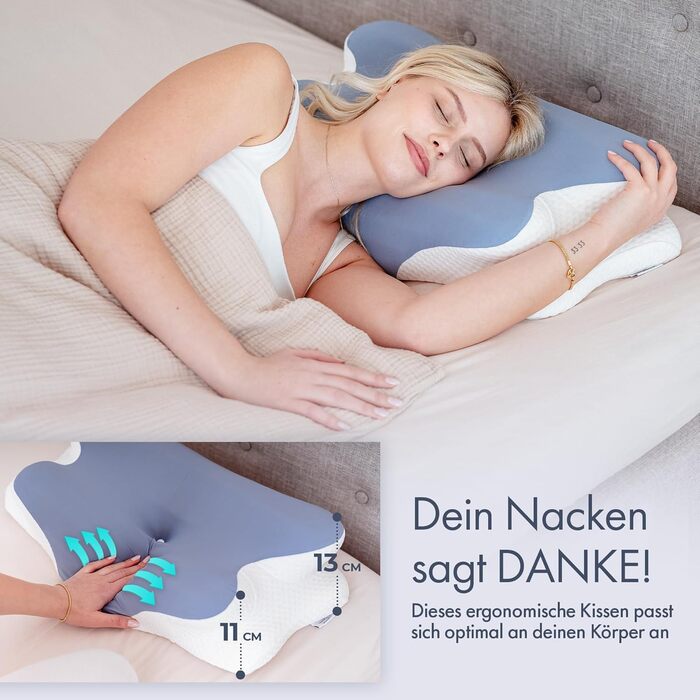 Ортопедична подушка Knoop Home & Living® з піною з пам'яті ефекту - для підтримки шиї та зняття болю - ідеально підходить для тих, хто спить на боці та на спині - знімний чохол