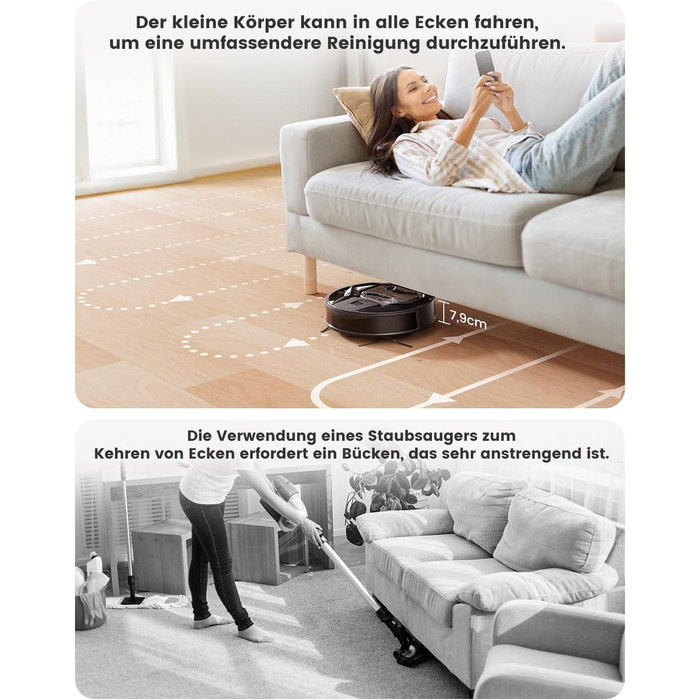 Робот-пилосос Lefant Gen2 з функцією миття, 12000Pa, автоматичне порожнення, LiDAR, Freemove 3.0, 8 тижнів бездротової роботи (чорний)