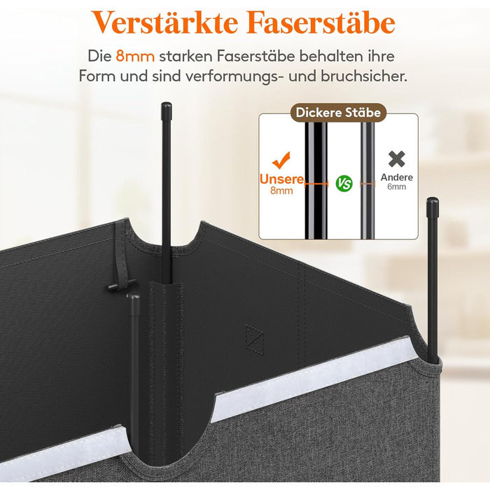 Кошик для білизни з кришкою Lifewit, великий кошик для білизни з пластиковим каркасом, складний, 145л, темно-сірий