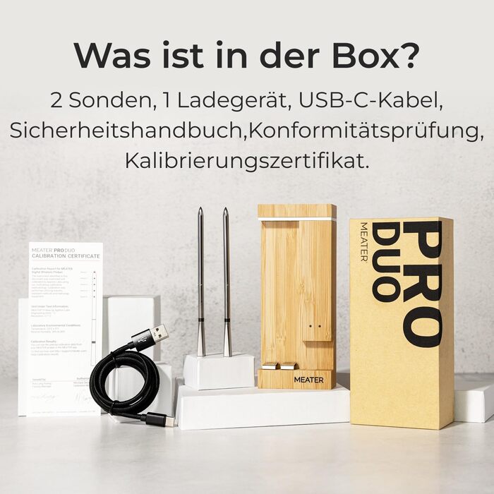 MEATER Pro Duo: Розумний термометр для м'яса | Висока термостійкість 550°C | Велика дальність | Сертифікована точність | Для приготування на грилі, в духовці, мангалі, коптильні, фритюрниці | 50+ рецептів в додатку