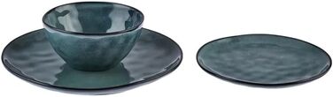 Обідній сервіз Karaca Aria Reactive Glaze на 4, 12 шт. , тарілки та миски, набір посуду, супниці, сервірувальні тарілки, зелений