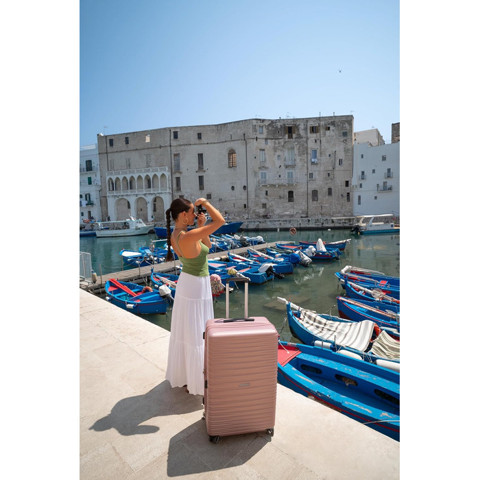 Набір валіз American Tourister Aerotech (3 шт.) - ручна поклажа, середній, великий, розширюваний, з TSA-замком, блакитний/рожевий (металік)