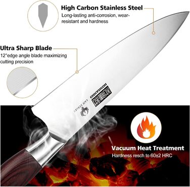 Набір ножів HOSHANHO 18 предметів з дерев'яним блоком, кухонний набір ножів з професійними лезами з високоякісної нержавіючої сталі