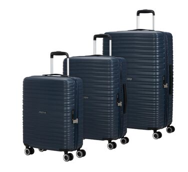 Набір валіз American Tourister Aerotech (3 шт.): ручна, середня, велика, розширювана, з TSA-замком, блакитний (Металевий Navy)