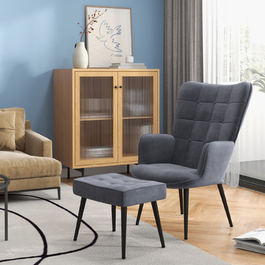 Оксамитова оббивка HOMCOM Recliner з підлокітниками і підставкою для ніг, стильним обіднім кріслом і зручним кріслом