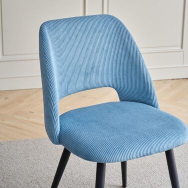 Стілець для їдальні, кухонний стілець з вертикальними смугами, м'який стілець з ергономічною спинкою, для їдальні, вітальні, кухні, спальні - (Блакитний, набір 2 шт.)