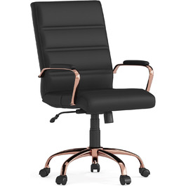 Крісло шеф Flash Furniture, обшите білою шкірою, з червонозолотим каркасом, 61 x 58,5 x 103,5 см