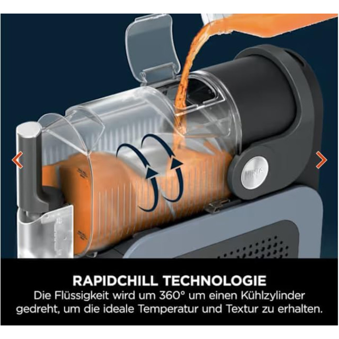 Машина для приготування смузі Ninja SLUSHi, для смузі, коктейлів, фраппе, молочних коктейлів та замороженого соку, без льоду, технологія WhisperChill, об'єм 1.9 л, Orange FS301EUOR