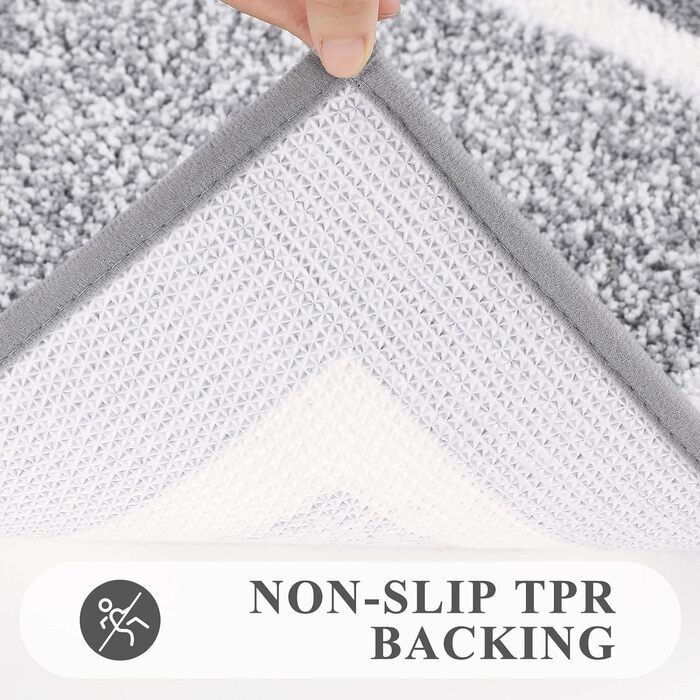 Набір килимків для ванної кімнати Pauwer: м'який, високий ворс, антиковзний. Включає килимок для душу, підлогу та унітаз. Розміри: 45x65 см, 45x120 см, 50x60 см. Машинне прання.