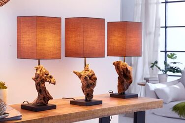 Лампа Driftwood Lamp HYPNOTIC Настільна лампа Унікальна з білизняним абажуром (коричневий)