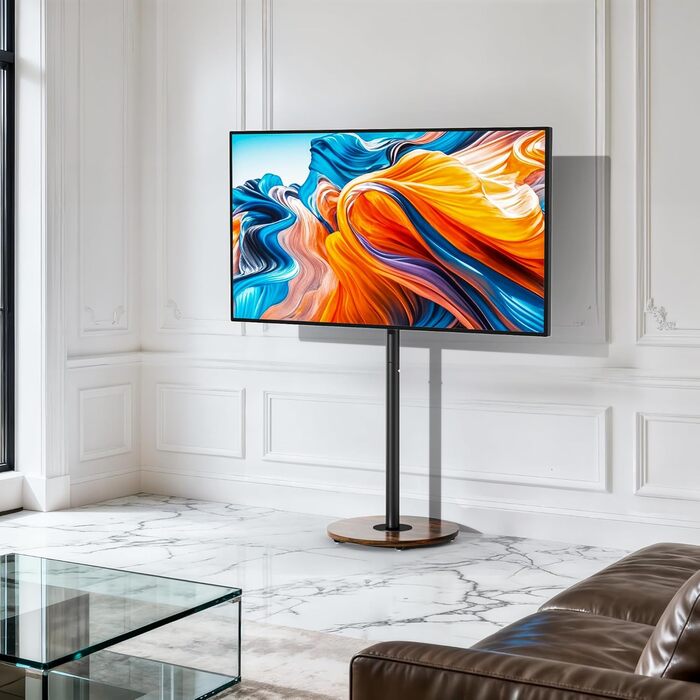 Підставка для телевізора Unho з регульованою висотою та коліщатками, для екранів 40-75 дюймів, VESA 600x400 мм (чорний)